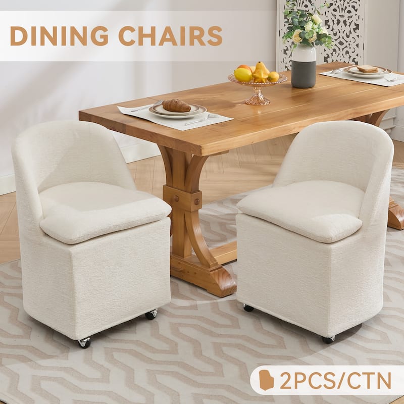 Upholstery Dining Chairs With Universal Wheels Set of 2