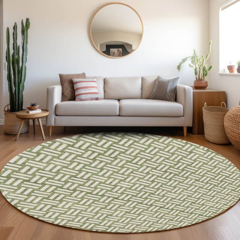 Machine Washable Indoor/ Outdoor Chantille Contempory Crosshatch Rug