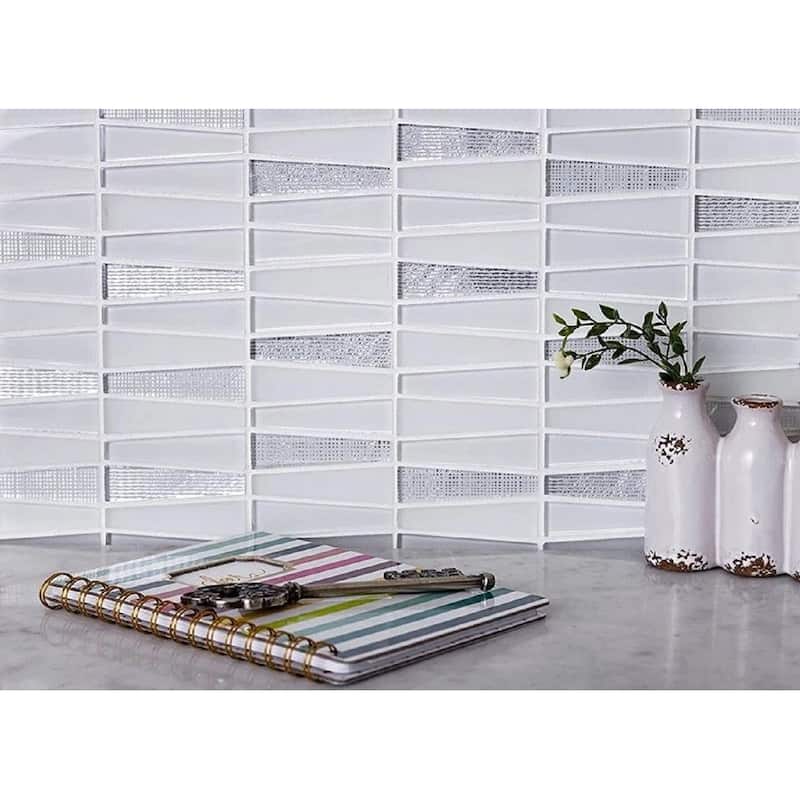 Apollo tile 12" x 13" Glacier Glossy Matte White Glass Tile (5.38 sq ft/case) - 5 Pack