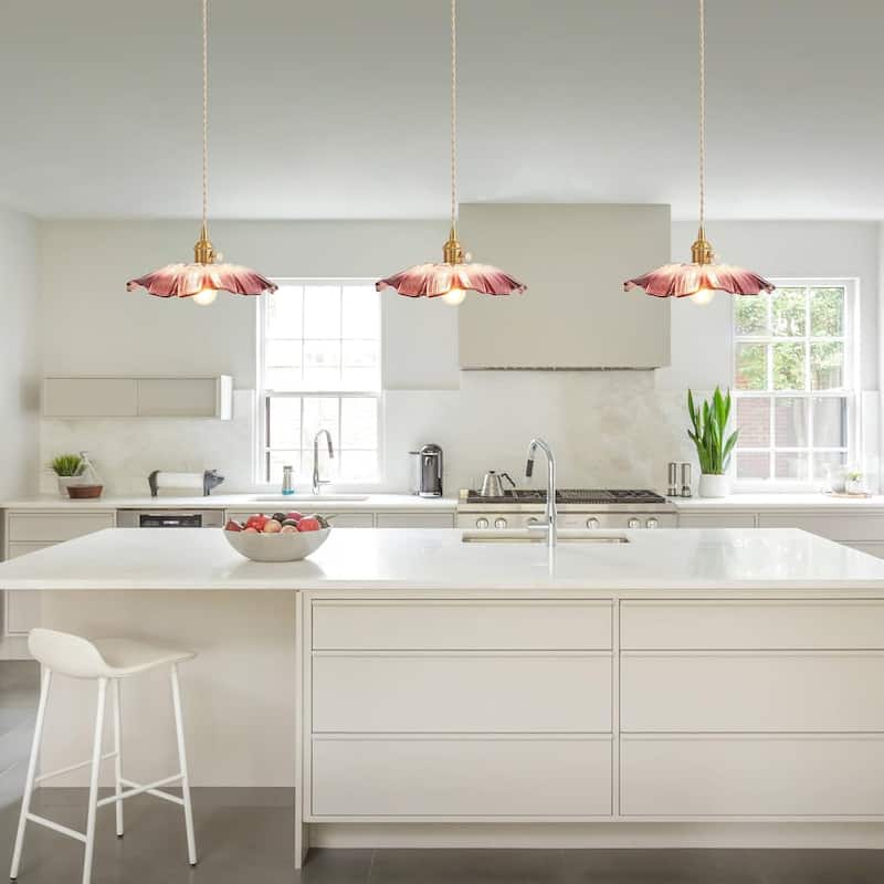 Sunflower pendant light purple hanging light glass bedroom light