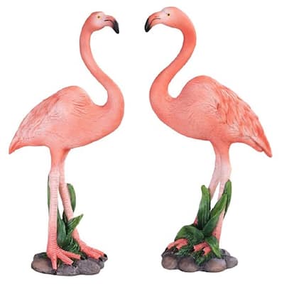 Q-Max 2-Piece Pink Flamingo Set 8"H Statue Wild Animal Decoration Figurine