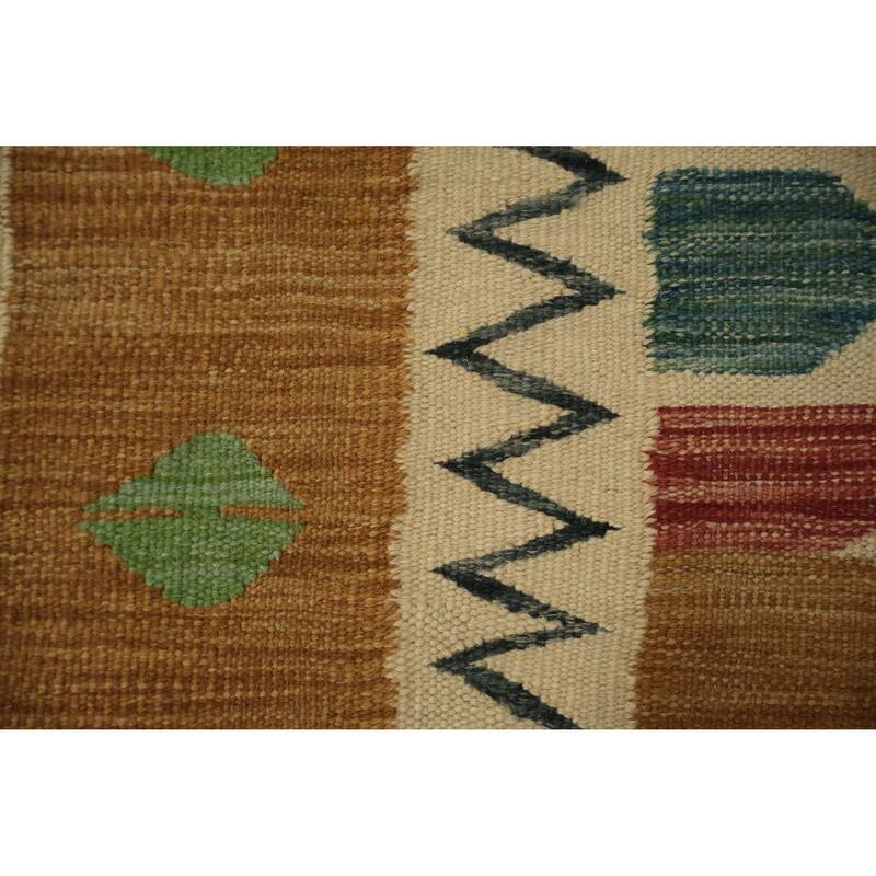 Hand Woven Oriental 100% Wool Carpet Southwestern Tribal Navy Blue & Blues Kilim Area Rug - 9' 9'' X 8' 3''