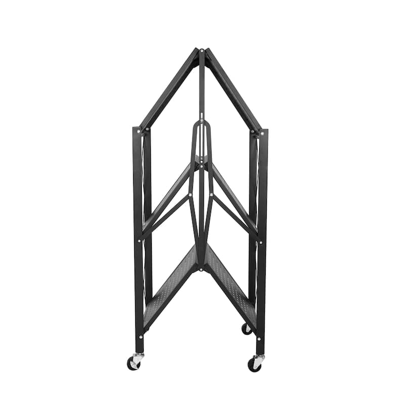 Urban Shop 3 Tier Foldable Rolling Metal Storage Shelf - 27" x 13.77" x 33.85"
