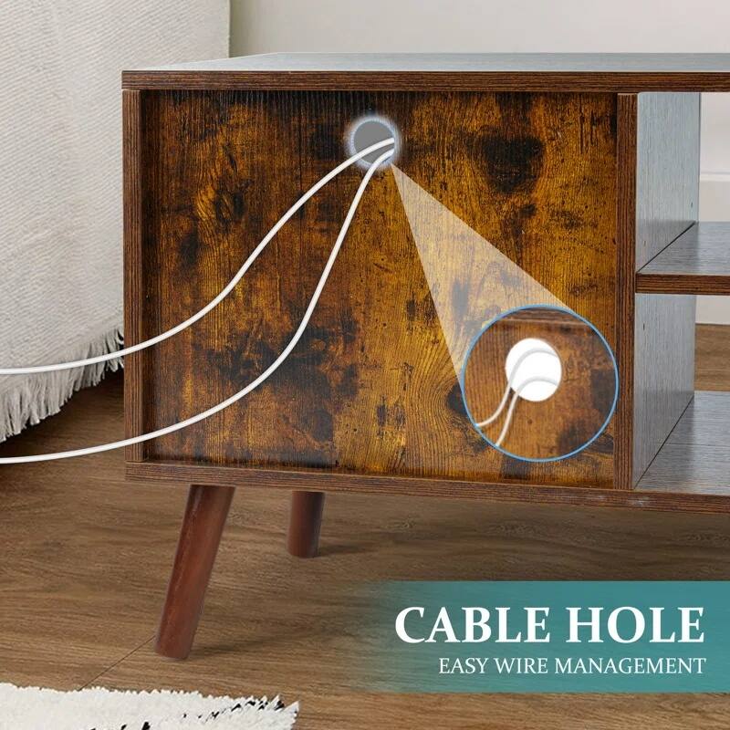 TV Stand, Mid Century Modern TV Stand for 55/60 inch TV, Farmhouse TV Stand, Entertainment Center for Living Room