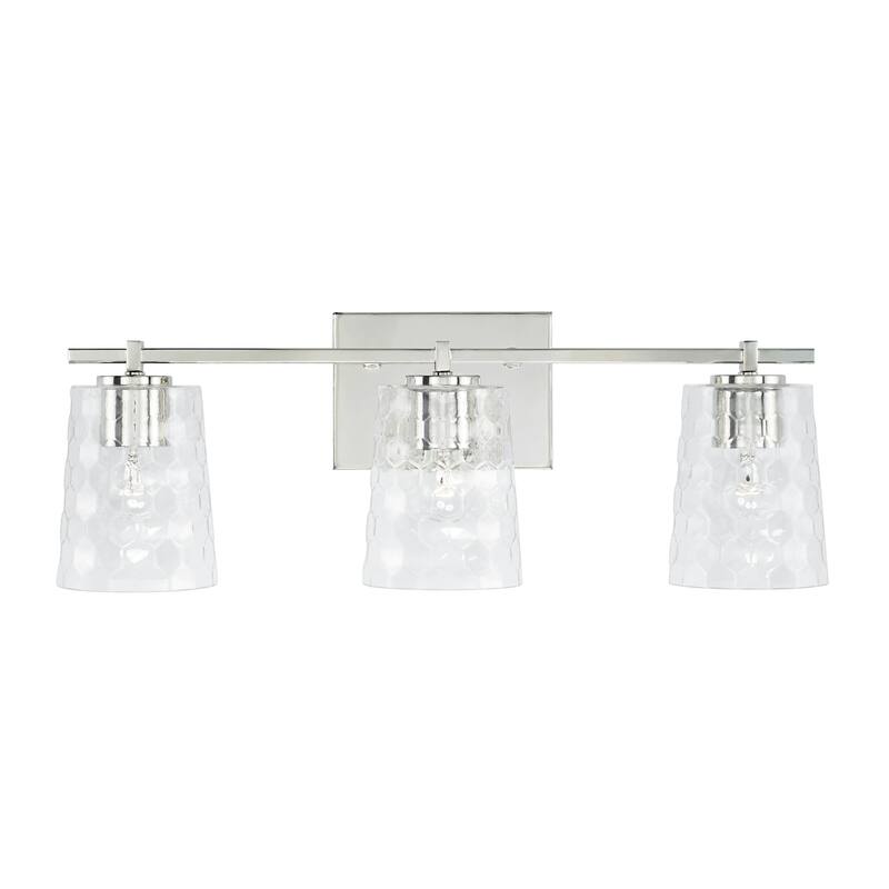 3-light 24-inch Bath/ Vanity Fixture w/ Clear Honeycomb Glass