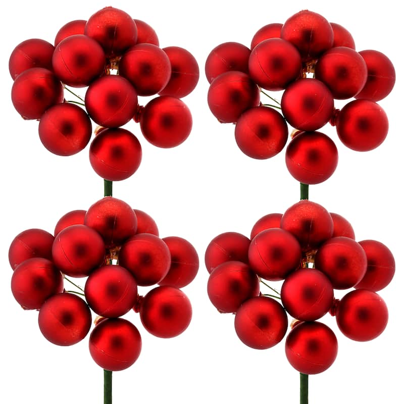 30mm Shatterproof Plastic 12 Bunch Matt Stemball Set of 4