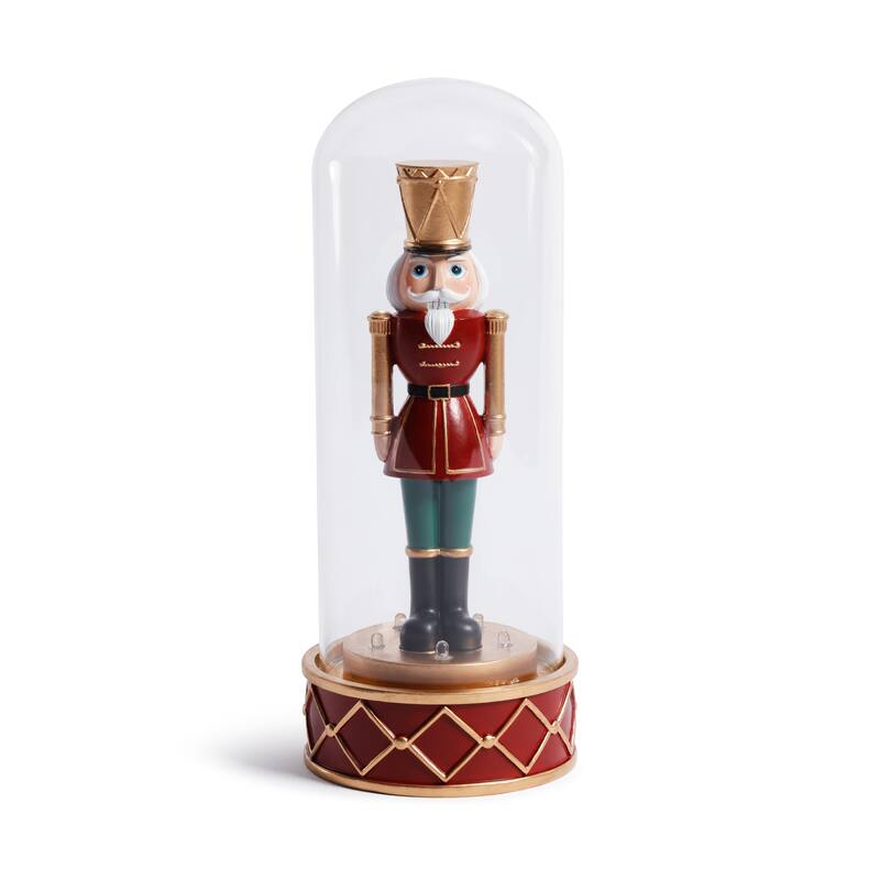 LED Soldier in Glass Cloche Christmas Tabletop Ornament - Multicolored