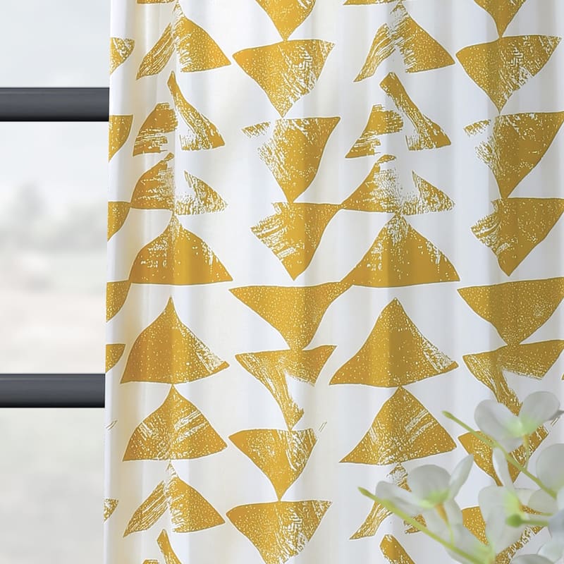 Exclusive Fabrics Triad Geometric Room Darkening Curtains Printed Cotton Twill Curtain (1 Panel)