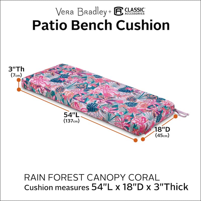 Vera Bradley by Classic Accessories Water-Resistant Patio Bench Cushion