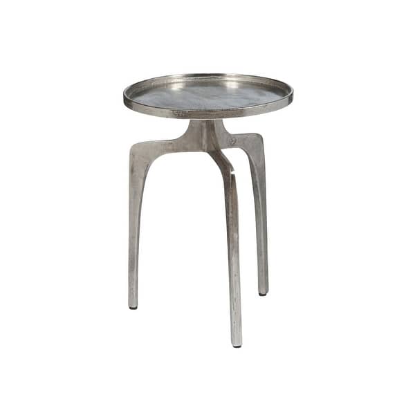 slide 1 of 1, Delacora Natasha 15" Wide Aluminum Accent Table - Lightly Distressed Silver