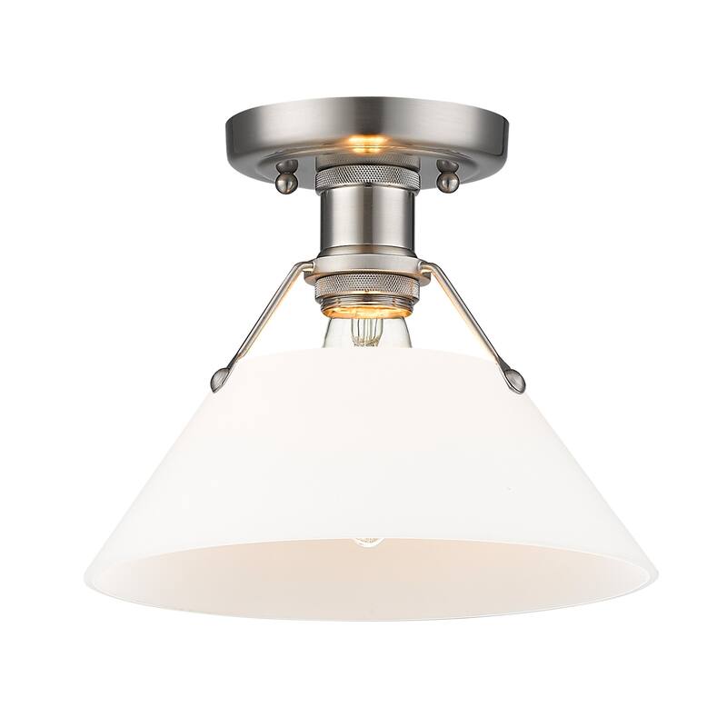 Yep by Golden Lighting Orwell 1-light Flush Mount in Pewter and Opal Glass - Silver
