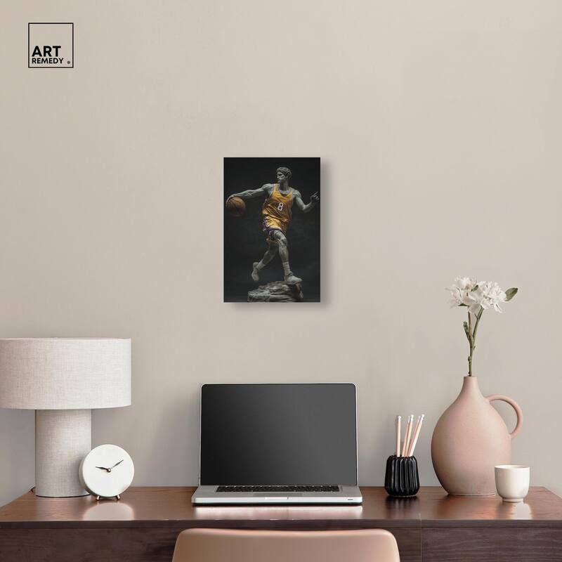 Basketball Yellow Uniform Canvas by Art Remedy, Gallery Wrapped