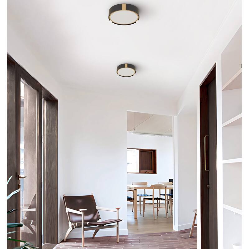 Ember 10" Matte Black Brass LED Flush Mount Ceiling Light