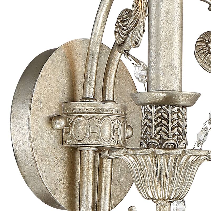 Regis 2 Light Spectra Crystal Silver Sconce - 12.5'' W x 15.5'' H x 7'' D