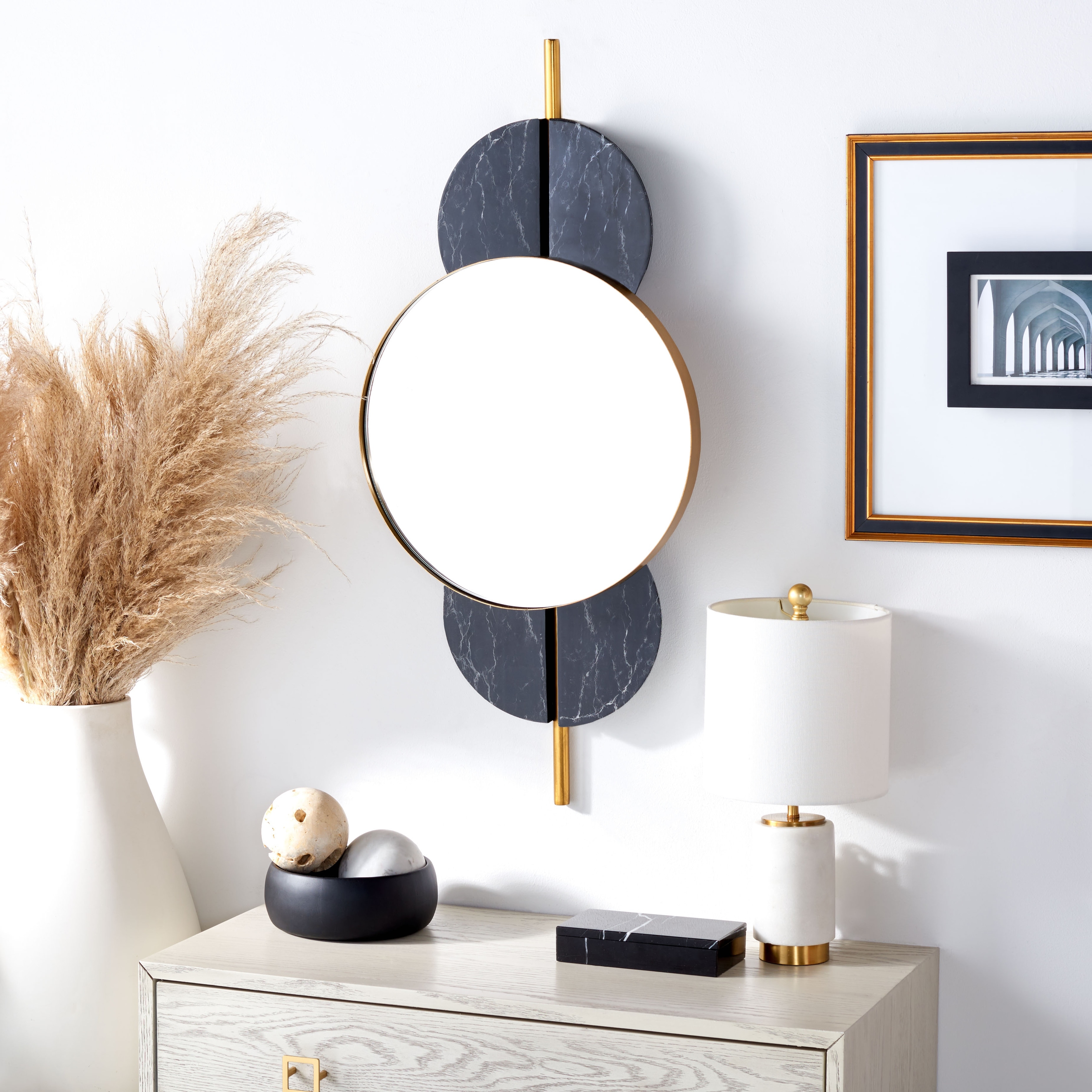 SAFAVIEH Chelsy Modern Art Deco 16-inch Wall Mirror - 16"W x 6"D x 35"H