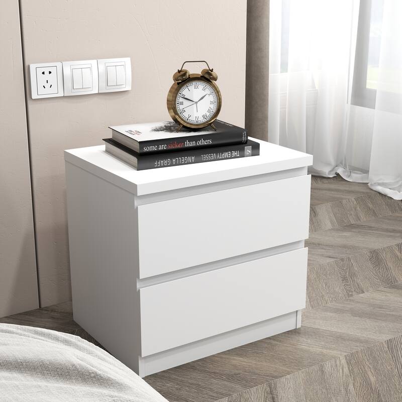 19.7"Nightstand with 2 Drawers, Beside Table with Drawers Handle Free Design,Thickened Top Plate, for Bedroom,Living Room