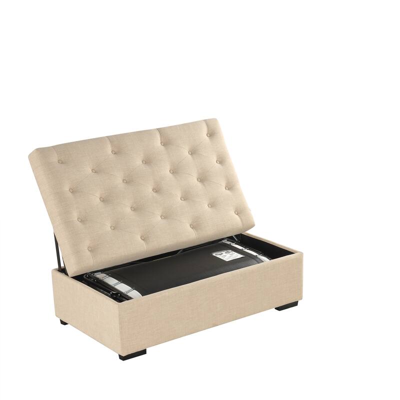Roomfitters 49.6" Folding Ottoman Sleeper Sofa with Memory Foam Mattress and Tufted Design