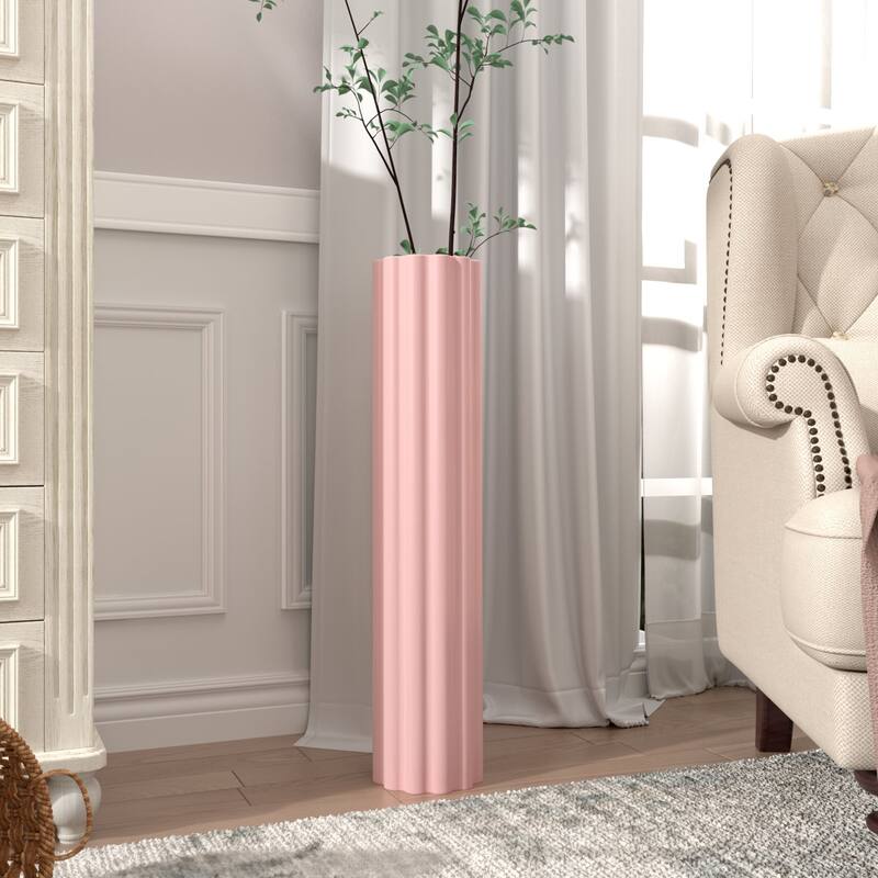 Modern Handmade Pink Ceramic Tall Floor Vase