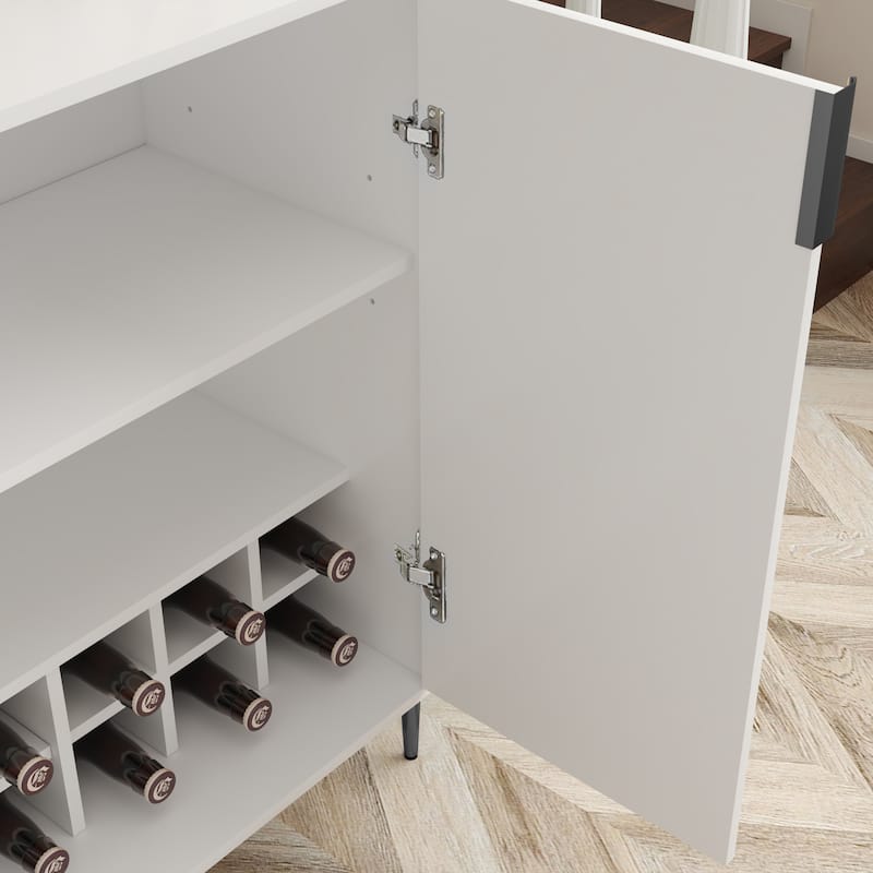 GDFStudio - Marlowe Wood Liquor Buffet Cabinet with Wine Rack and Adjustable Storage Shelf