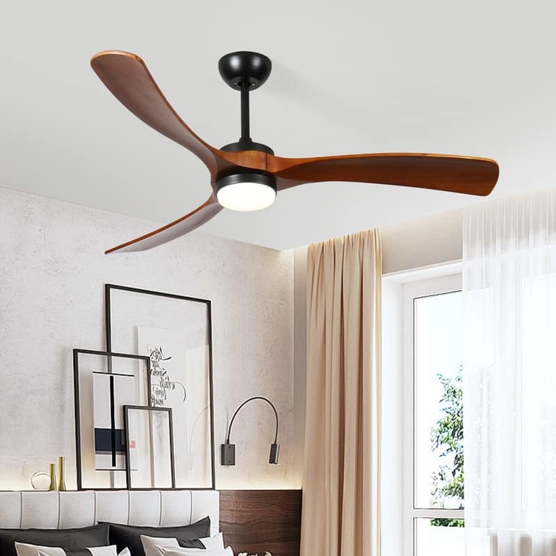 3 Wooden Blades Ceiling Fan with Lights and Remote Control Indoor/Outdoor Ceiling Fan Modern Ceiling Fan for Living Room