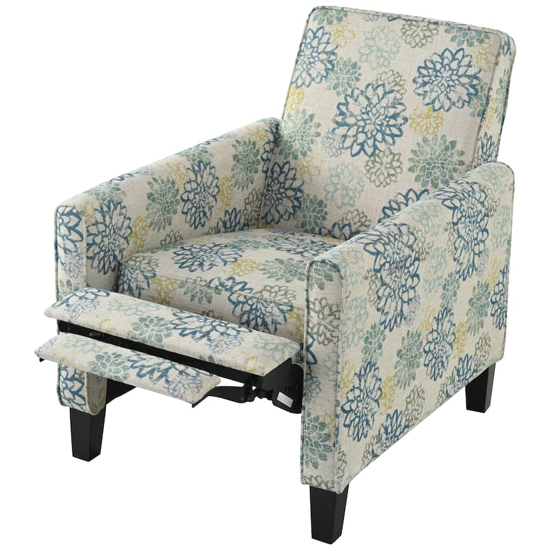 Recliner Chair with Adjustable Push-Back Mechanism, Armchair with Wood Legs, Deep Seating Lounge Chaise Chair