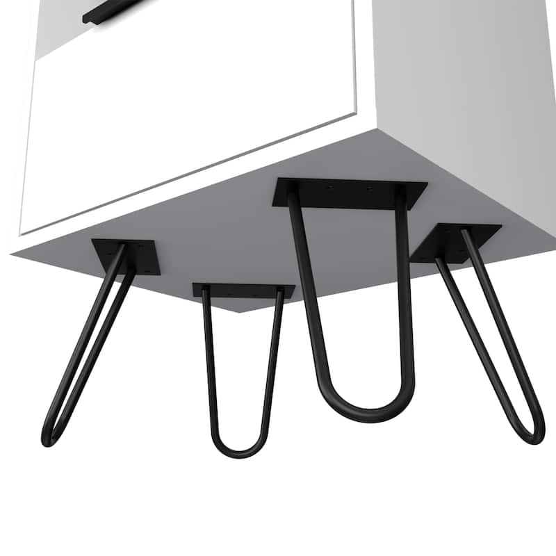 Nightstand 22"H,One Open Shelf,Single Door Cabient,Hairpin Legs,for Bedroom,Hallway,Nightstand Bedside Table Furniture