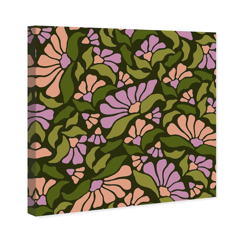 Wynwood Studio Canvas Floral and Botanical Garden Bed Black and Army Green Modern & Contemporary Wall Art Canvas Print
