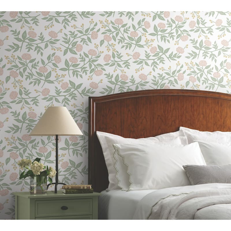 Rifle Paper Co. Peonies Blush Floral Premium Peel + Stick Wallpaper