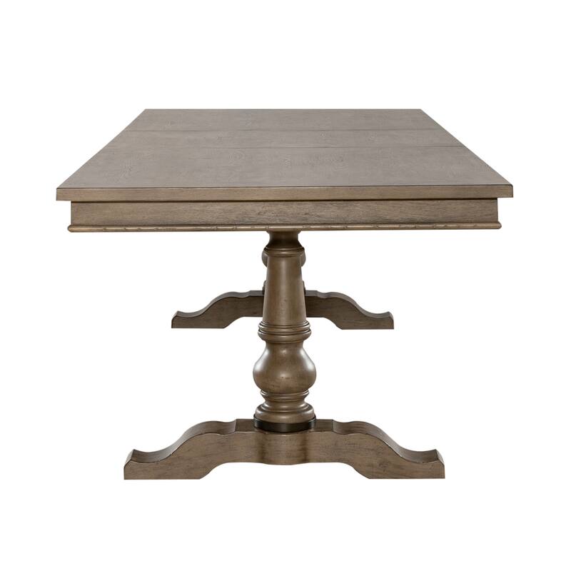Americana Farmhouse Dusty Taupe Trestle Table Set with Dining Chairs Various Options