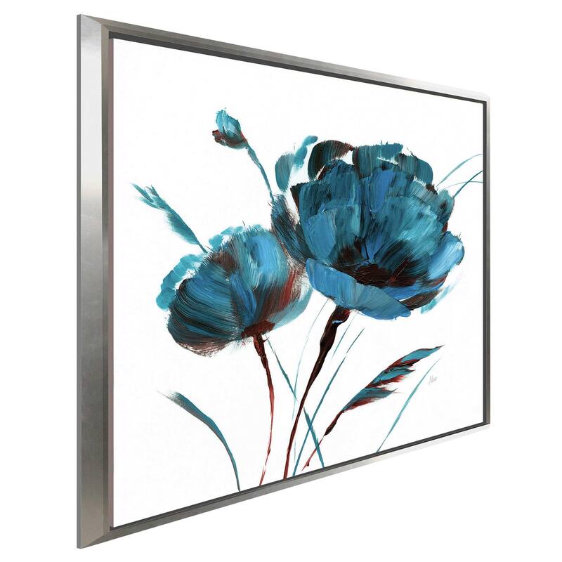 "Blue Poppy Splash I" by Nan Print on Floating Canvas