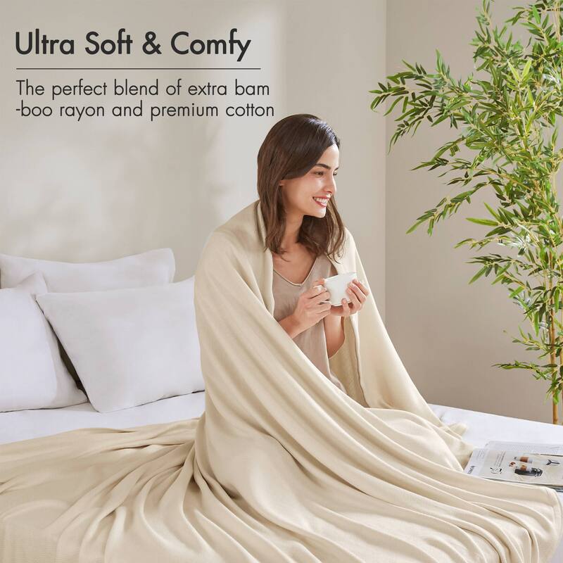 Chelsea Square Rayon from Bamboo Cooling Cotton Lightweight Blanket for Summer Spring