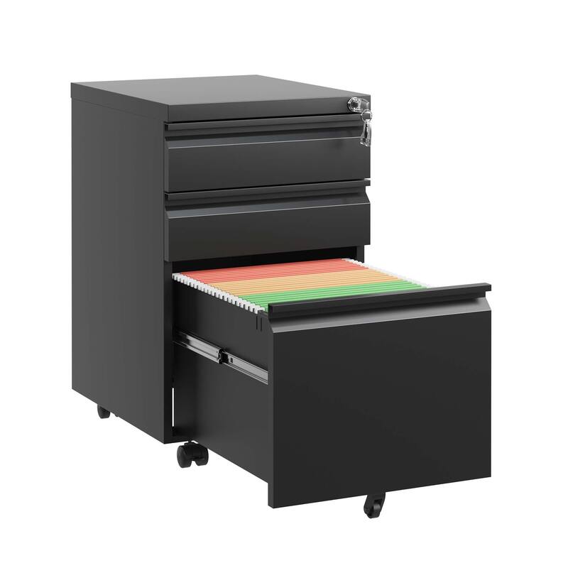 Modern Filing Cabinet, Mobile Filing Cabinet with Full-extension Drawer Slides and Removable Pencil Case, for Home Office