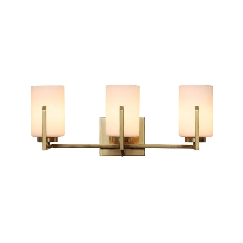 Mid-Century 3-Light Cylinder Opal Glass Wall Sconce Vanity Light