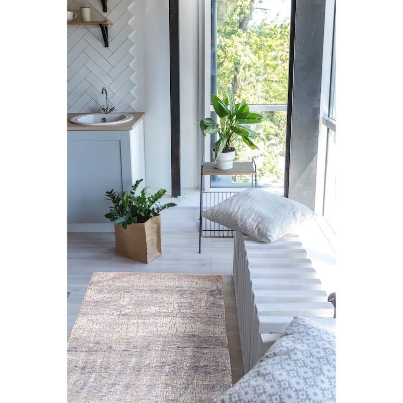 ECARPETGALLERY Hand-knotted Legacy Light Denim Blue Silk, Wool Rug - 3'11 x 10'2