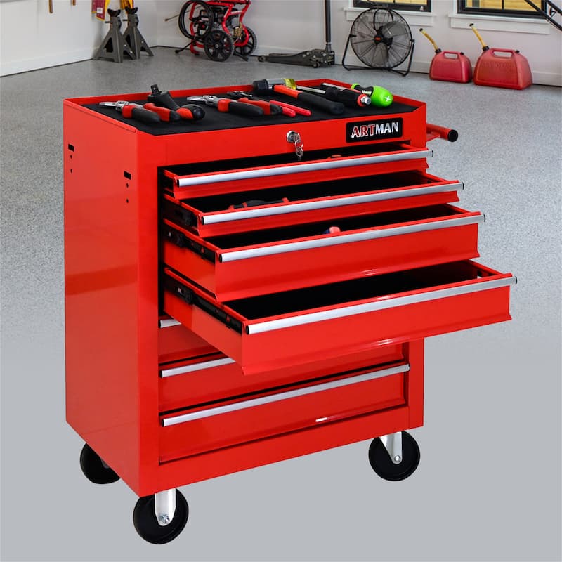 7 Drawers Steel Too Cart with 4 Wheels
