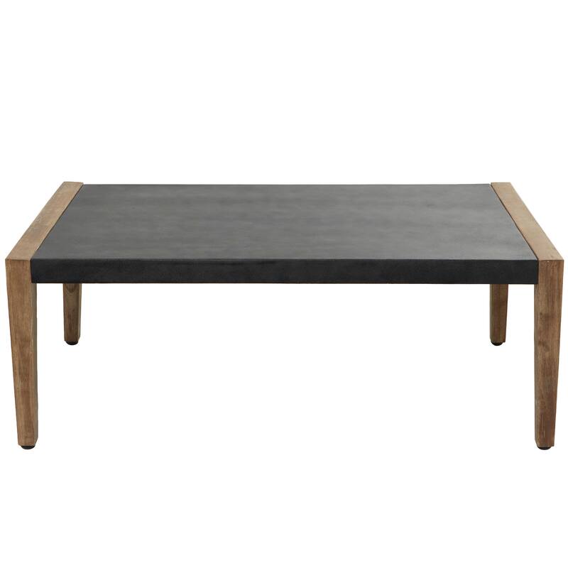 Dark Gray Wood Outdoor Table with Wood Legs