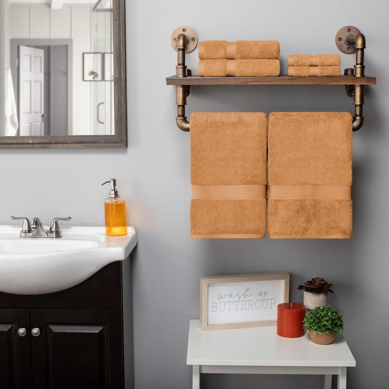 Superior Egyptian Cotton Heavyweight Solid Plush Towel Set - 6-Piece Set - Rust