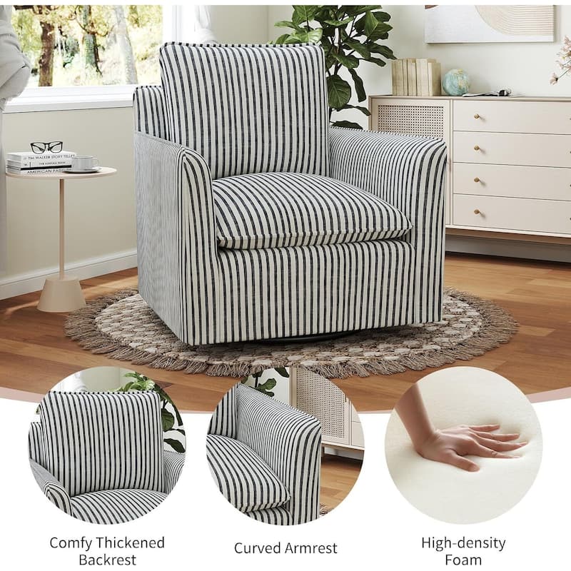 Swivel Accent Chair Swivel Barrel Reading Chair with Thick Padded Backrest Cushion