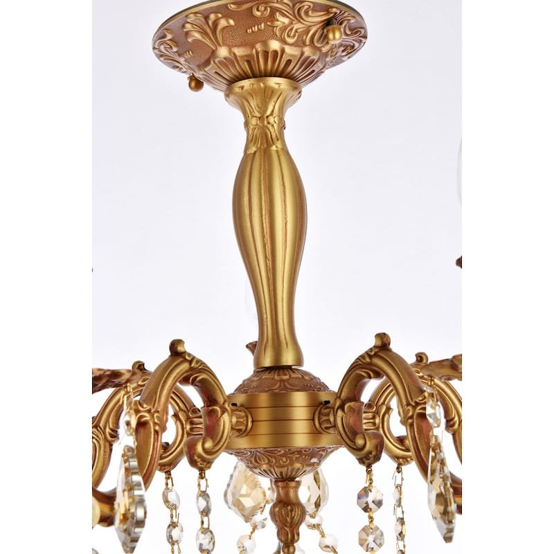 Somette Meilen 5-light Royal Cut Gold Crystal and French Gold Flush Mount