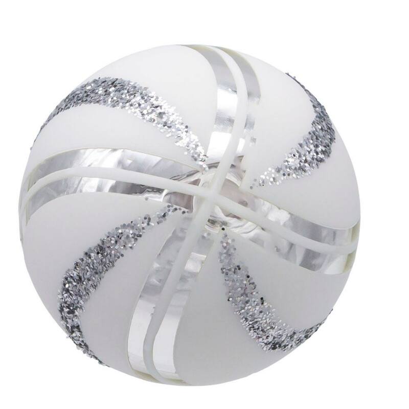 Glittered Swirl Christmas Ball Ornaments 3" 80mm White Silver 6ct