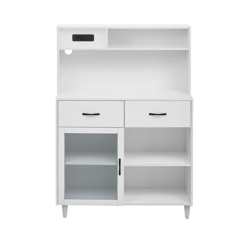 Roomfitters Versatile Storage Sideboard Cabinet, Dining Room & Kitchen Organizer, Cream White