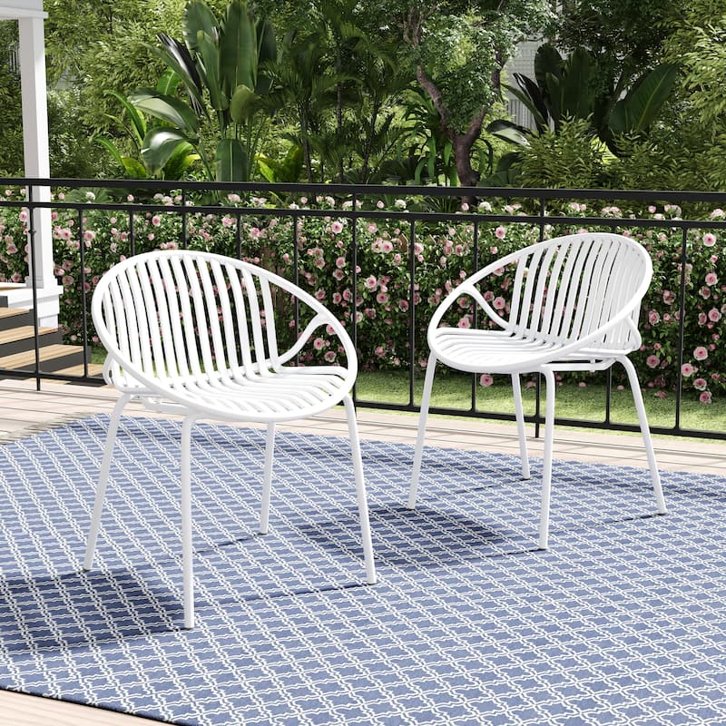 Christopher Knight Home - Emma Patio Outdoor Contemporary Plastic Stackable Dining Chairs - White/Set of 2