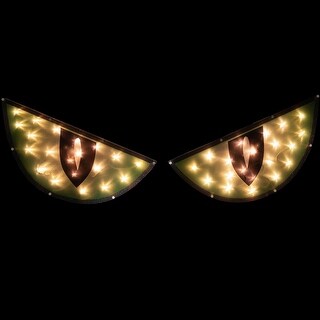 Lighted Eyes Halloween Window Silhouette Decorations - 40" - Green - Set of 2
