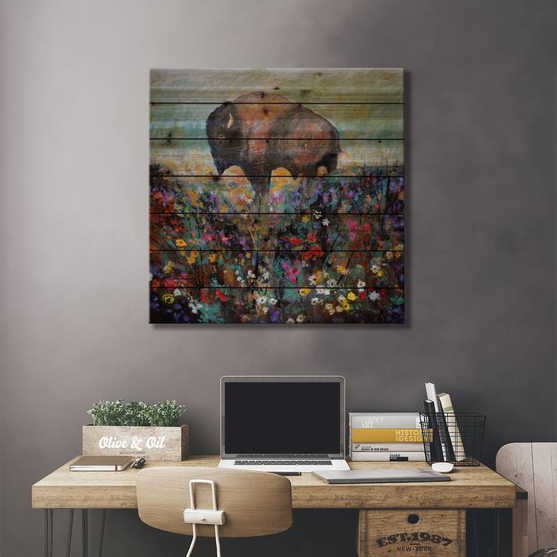 Spring Prairie Print On Wood by Kip Decker - Multi-Color