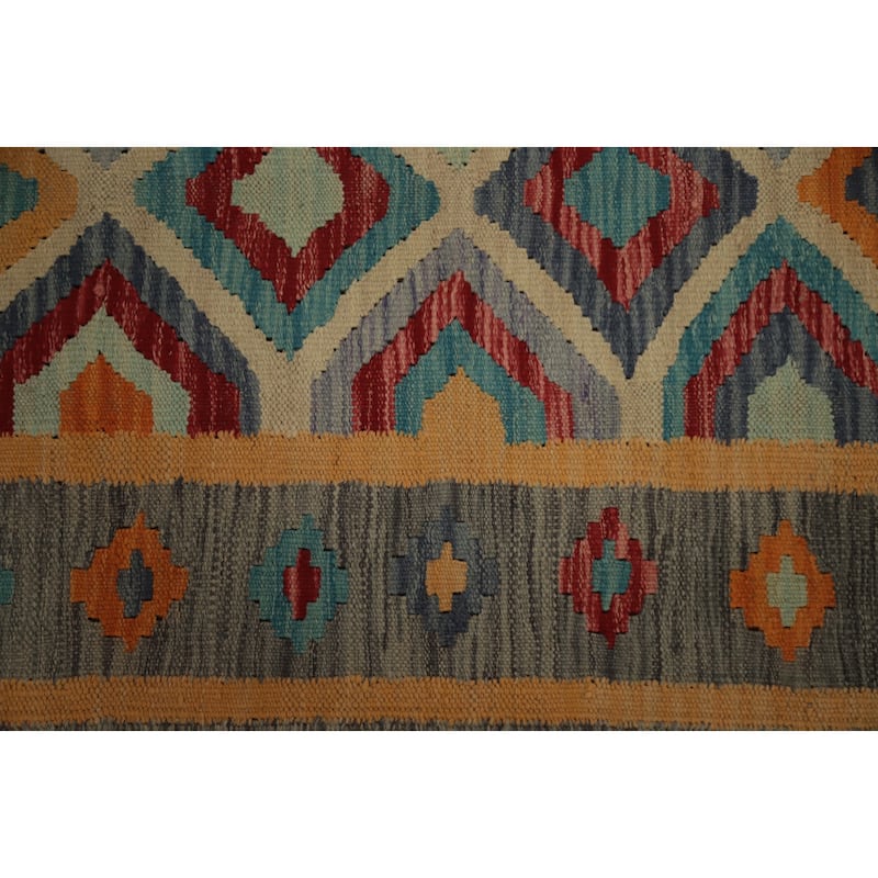 Hand Woven Oriental 100% Wool Carpet Southwestern Tribal Multi-Colored Kilim Area Rug - 6' 7'' X 5' 0''