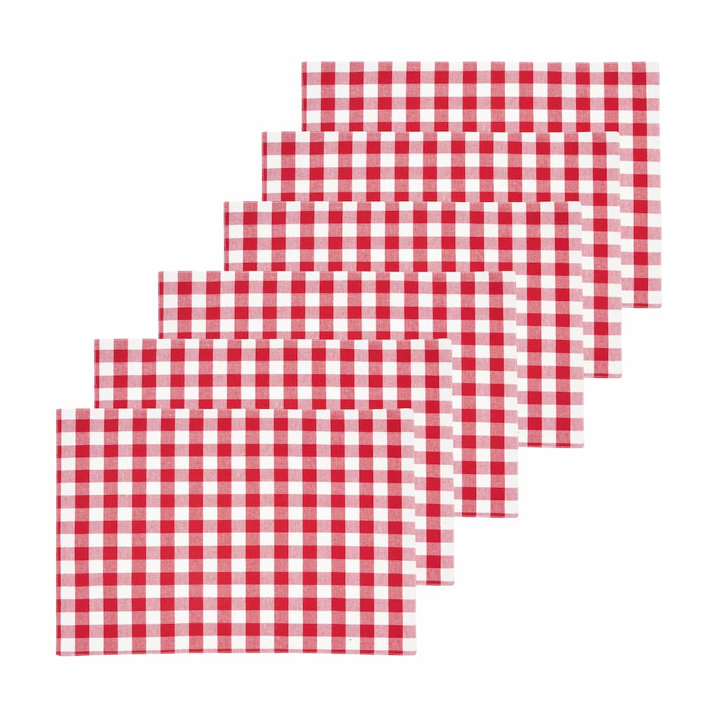 Ashford Red Placemats Set of 6, 13" x 19"