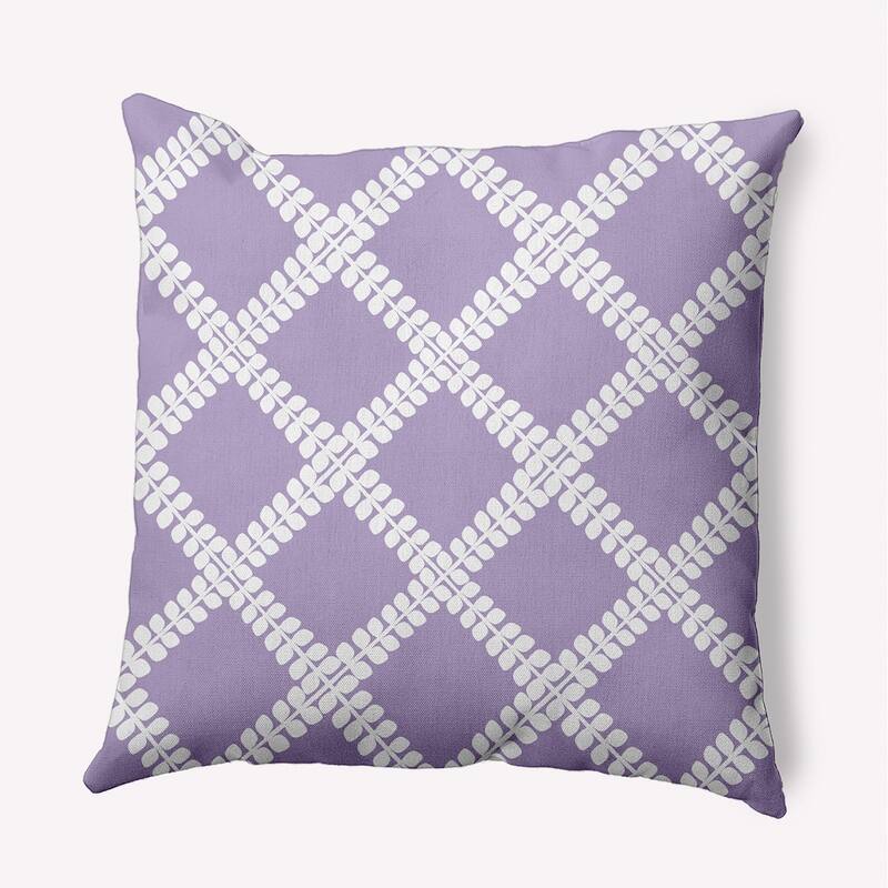 Leaf Plaid Decorative Throw Pillow - 16" x 16" - Lilac