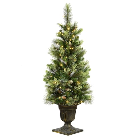 4.5 ft. Carolina Pine Entrance Tree with Battery Operated LED Lights - 4.5 ft