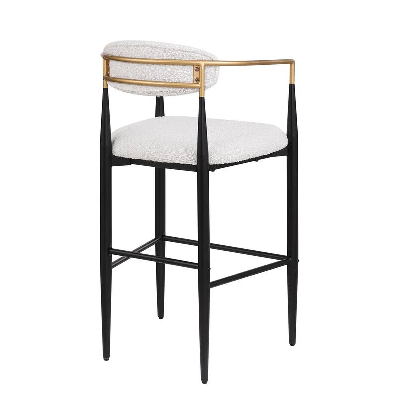 Counter Height Bar Stools Set of 2, Dining Bar Stool with Upholstered Seats, Kitchen Island Chairs with Backs and Iron Legs