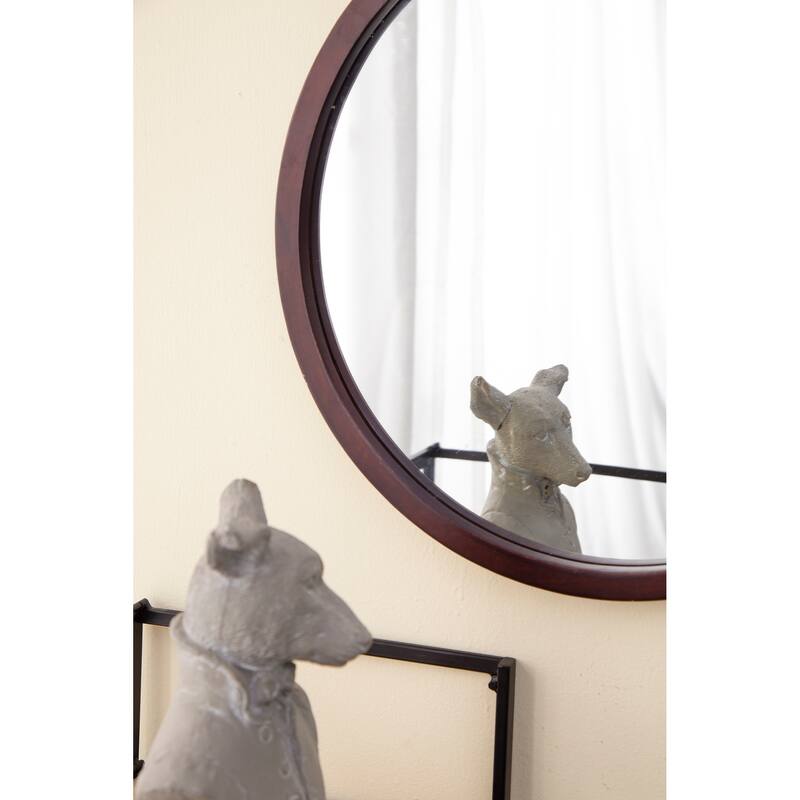 20" x 20" Circle Wall Mirror with Wooden Frame,Wall Mirror for Living Room Dining Room